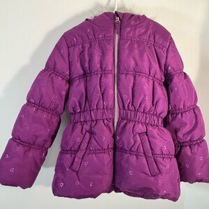 Charming Purple Heart Pattern Kids Puffer Jacket
